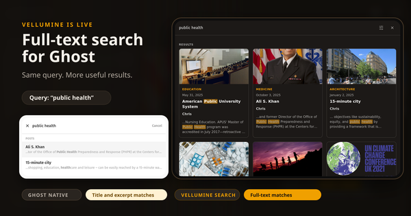 Vellumine Is Live: Full-Text Search and Analytics for Ghost